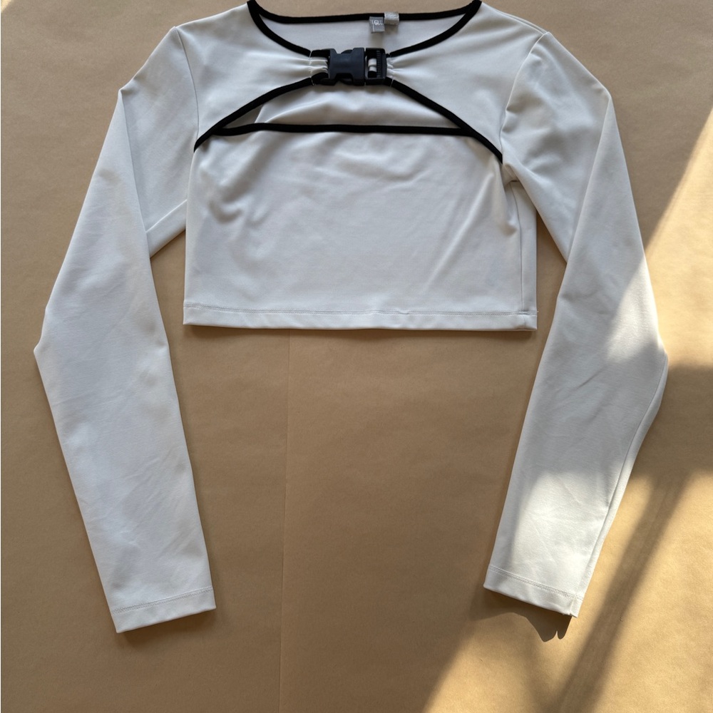 ASOS White Crop Top with Black Trim